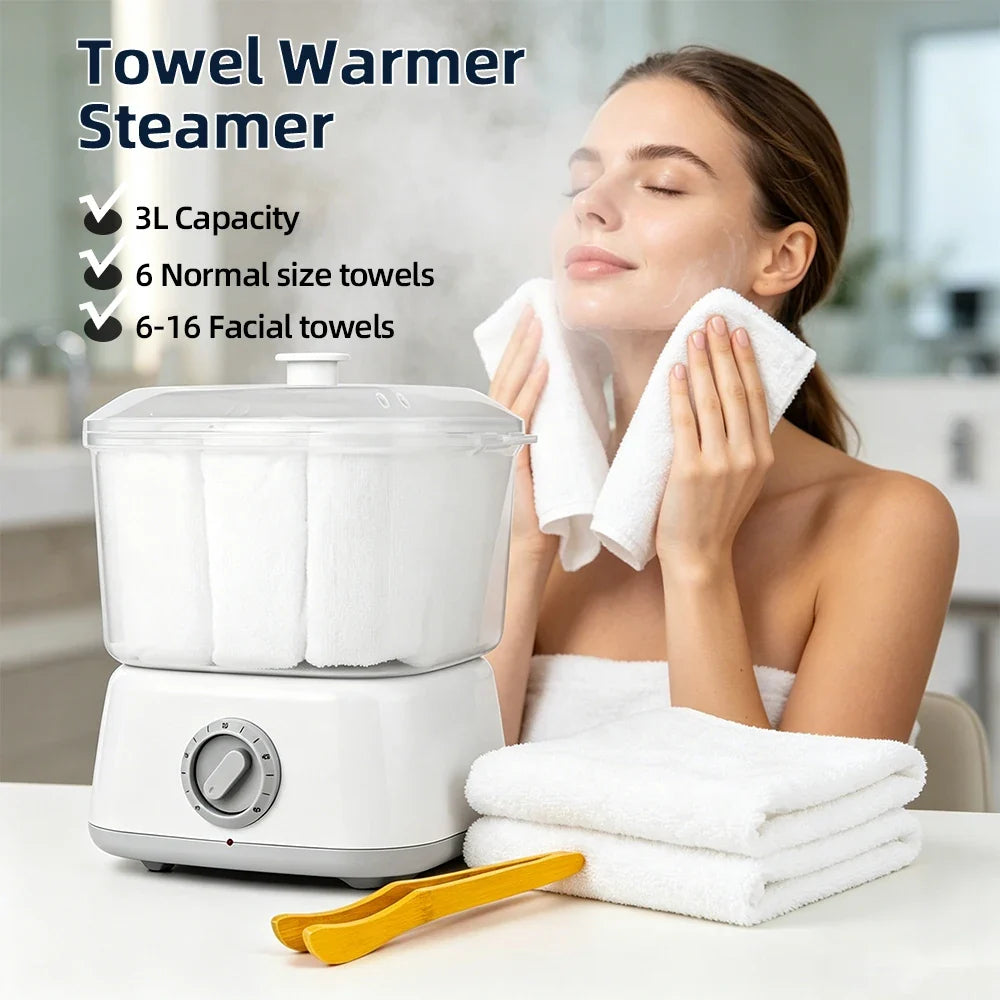 3L Hot Towel Warmer Steamer with Towel Clip Fast Heating for Facial Can Hold 6-16 small size facecloths Portable Heating Machine