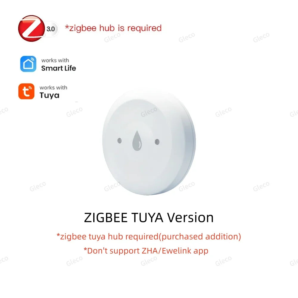 Zigbee Water Leak Sensor Flood Leakage Detector Linkage Alarm Sensor for Kitchen/Bathroom Support Tuya Smart Life Zigbee2mqtt