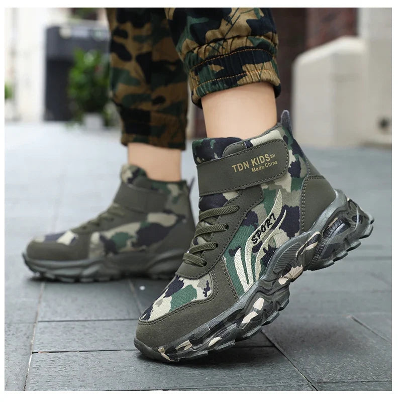 Kids Winter Snow Boots, Plush Camouflage, Warm Anti-Slip
