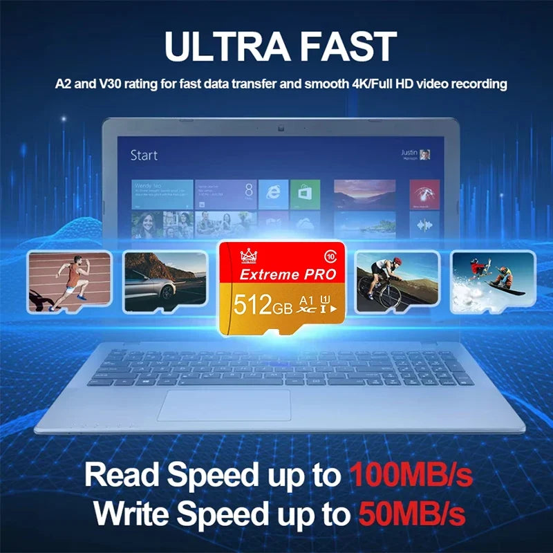 Original High speed Micro Tf Sd Card 512GB 256GB 128GB Memory Cards High Speed Sd Flash Card V30 Memory Card For Phone Laptop