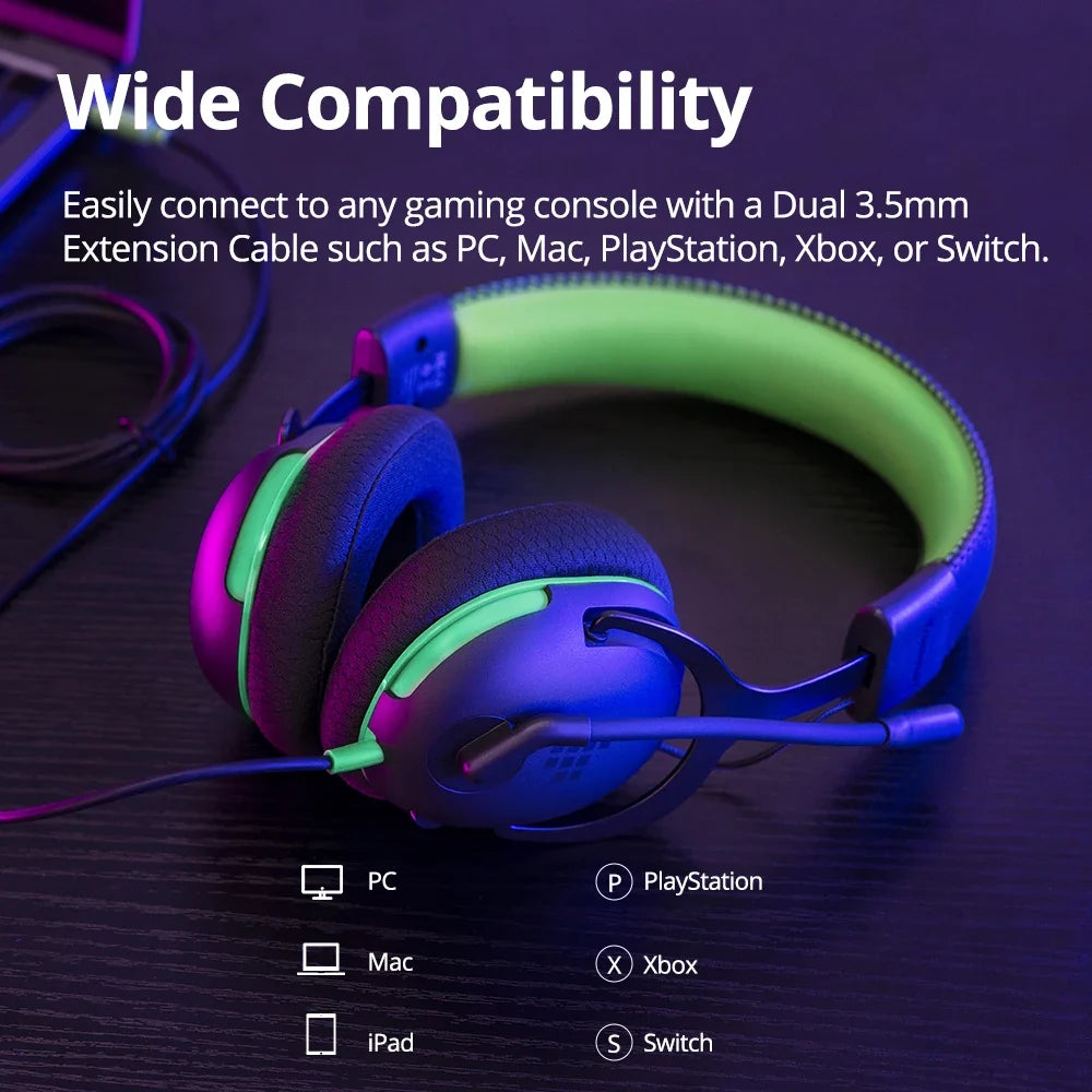 Tronsmart G10 Multiplatform Wired Over-the-Ear Gaming Headset for PC, PS5, PS4, Xbox Series X|S, Xbox One, Nintendo Switch, Mobile