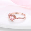 Rose Gold Plated Elegant Heart Halo Cocktail Ring Brilliant Multi Stone Fine Jewelry For Women And Teens