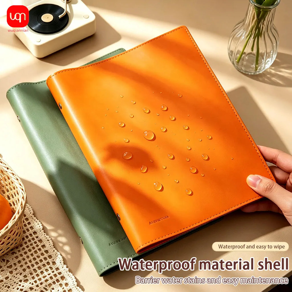 PU Leather Loose-Leaf Notebook A5 Size Waterproof Soft Leather Cover Diary Removable Pages Notebook for Office  School Supplies