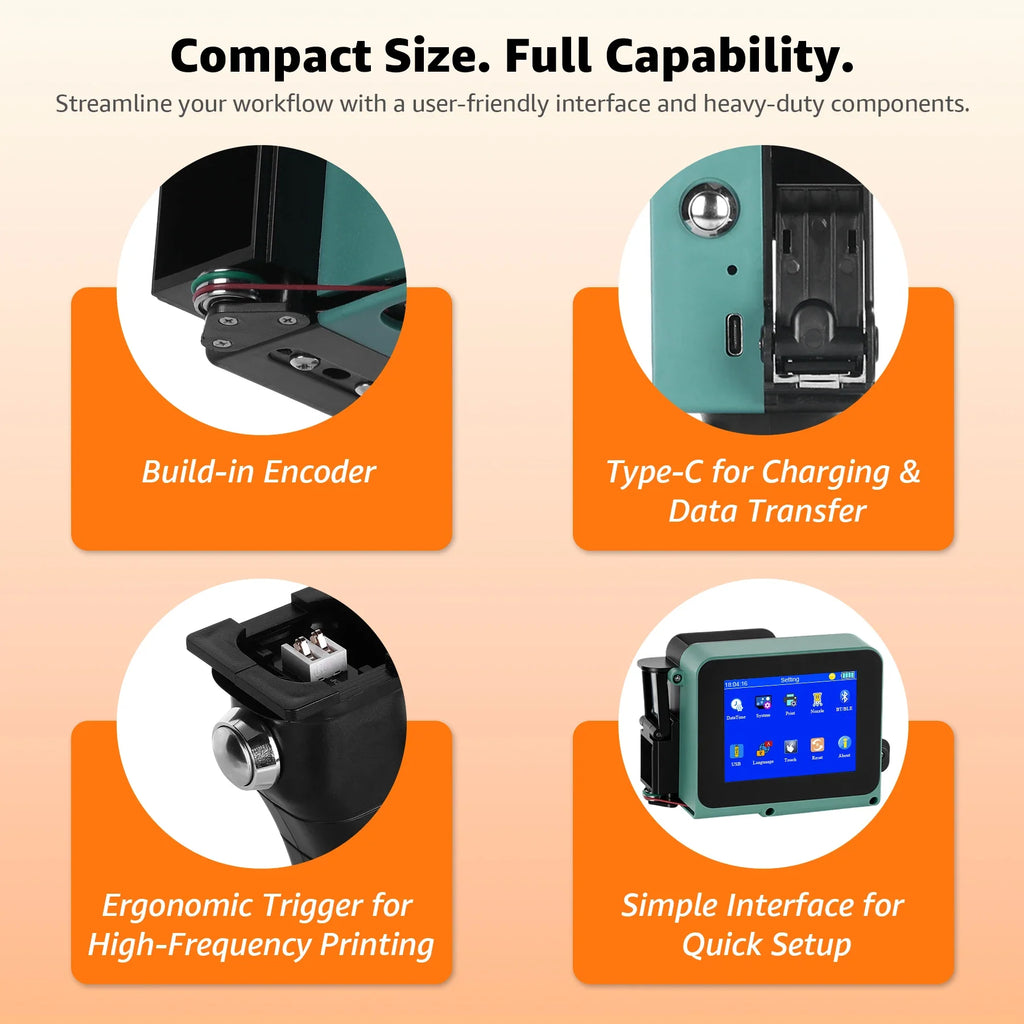 Cenliro CL05P Detachable Handheld Inkjet Printer 12.7mm Mini TIJ Printer for QR Barcode Batch Date Number Expiry Logo