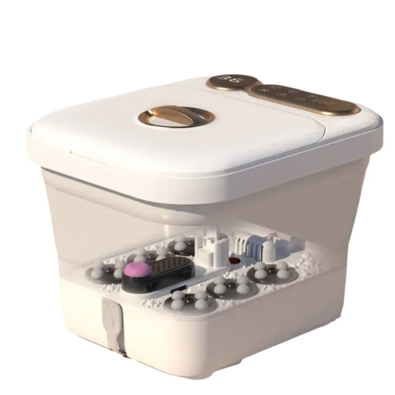 Foot Spa Bath Massager Automatic Warm Heated Simple Screen Touch Controller Electric Roller Feet Washing Tub Fatigue Relief Gift