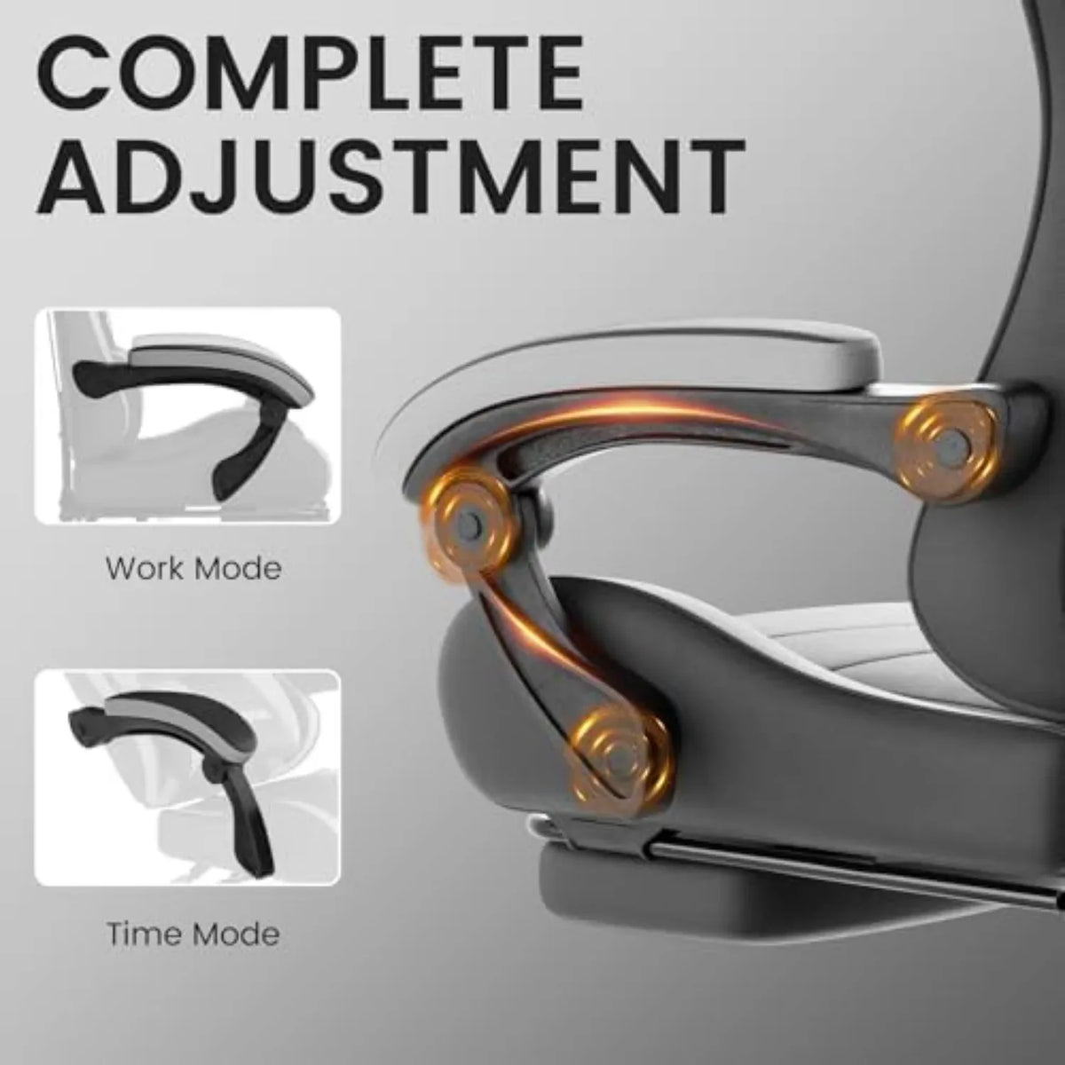 Ergonomic Gaming & Office Chair, Footrest, Racing Design Black/Grey | PVC with headrest,lumbar, Adjustable Height