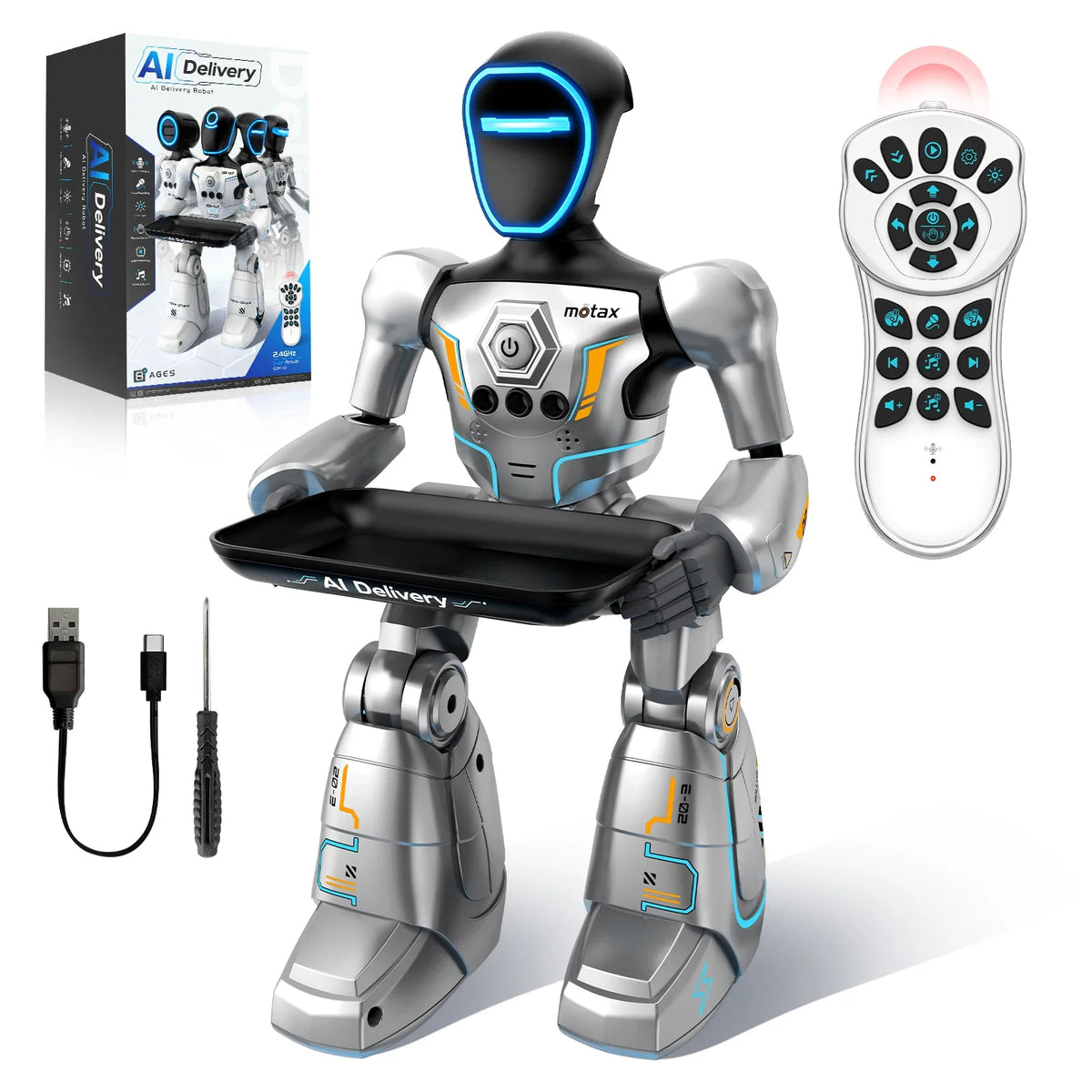 2.4G AI Smart Delivery Robot Gesture Voice Control Recording Programming LED Dancing Robot Christmas Toy Gift for Children