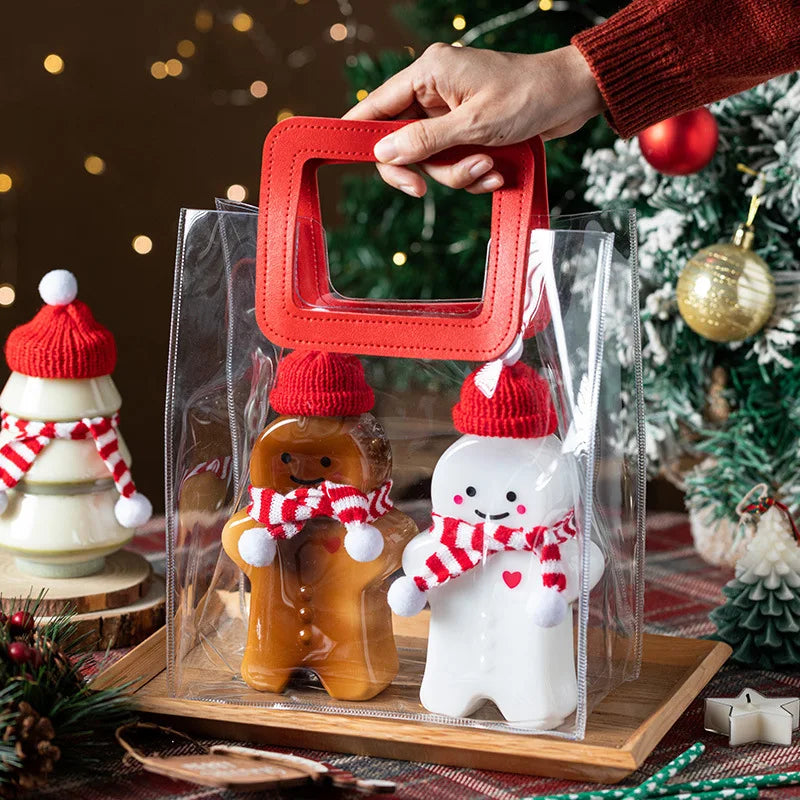 Christmas Cups Decorations 2026 Milk Tea Bottle Plastic Christmas Mug Gingerbread Man Xmas Tree Coffee Cup 2026 Christmas Gifts