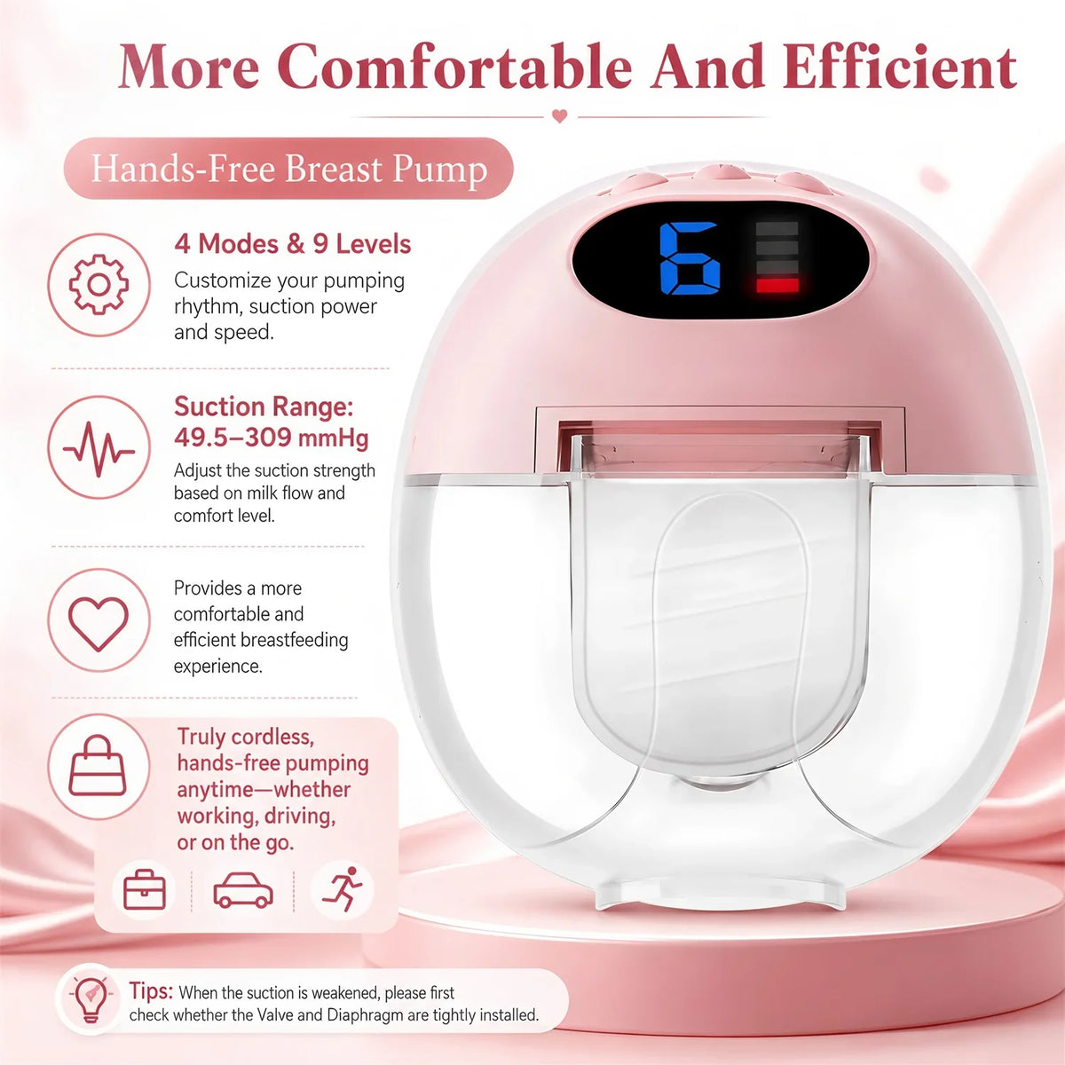 Wearable Breast Pump Hands Free Electric Portable Wearable Breast Pumps Slient BPA-free Breastfeeding Milk Collector