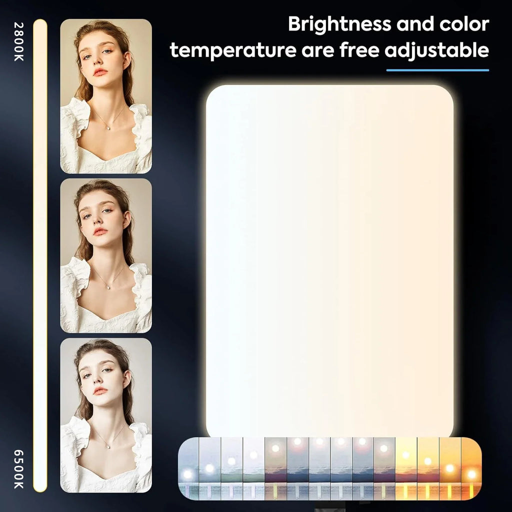 XRDKJ 1-Pack 21" LED Video Light Kit, 2500-7500K Dimmable Photography Lighting with Remote and 79" Stand, CRI 96+ Studio Light