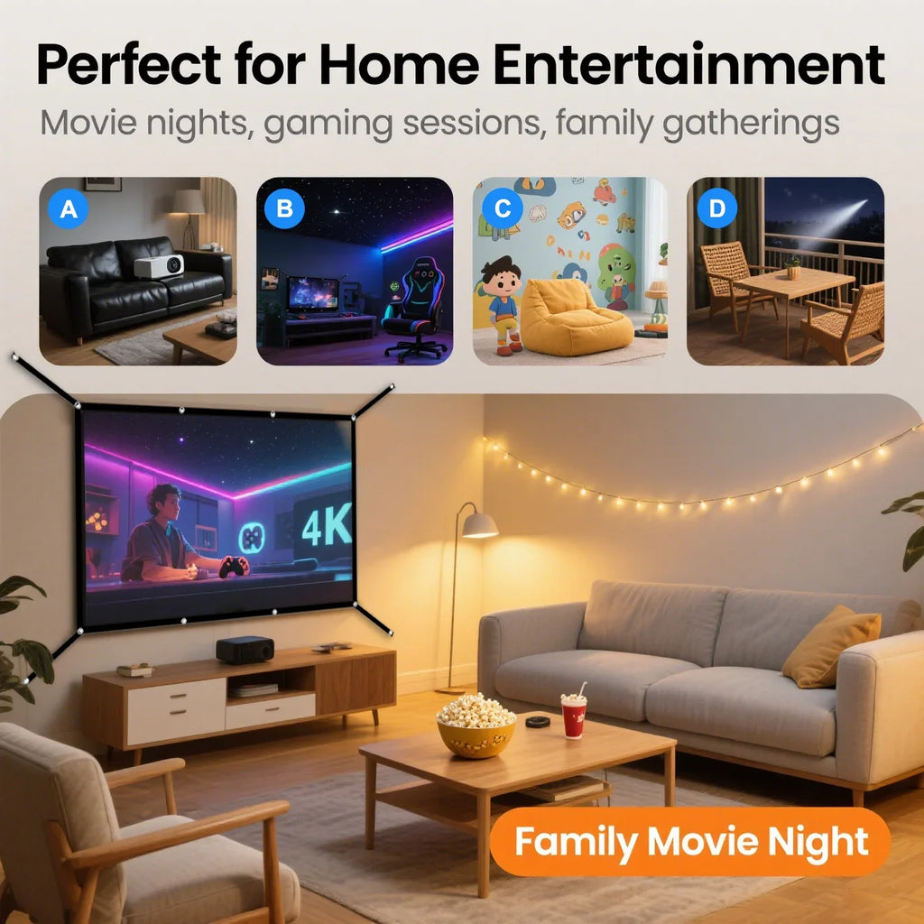 Extended soft screen 60 inches/72 inches/84 inches/100 inches/120 inches/150 inches. Multiple sizes to choose from.