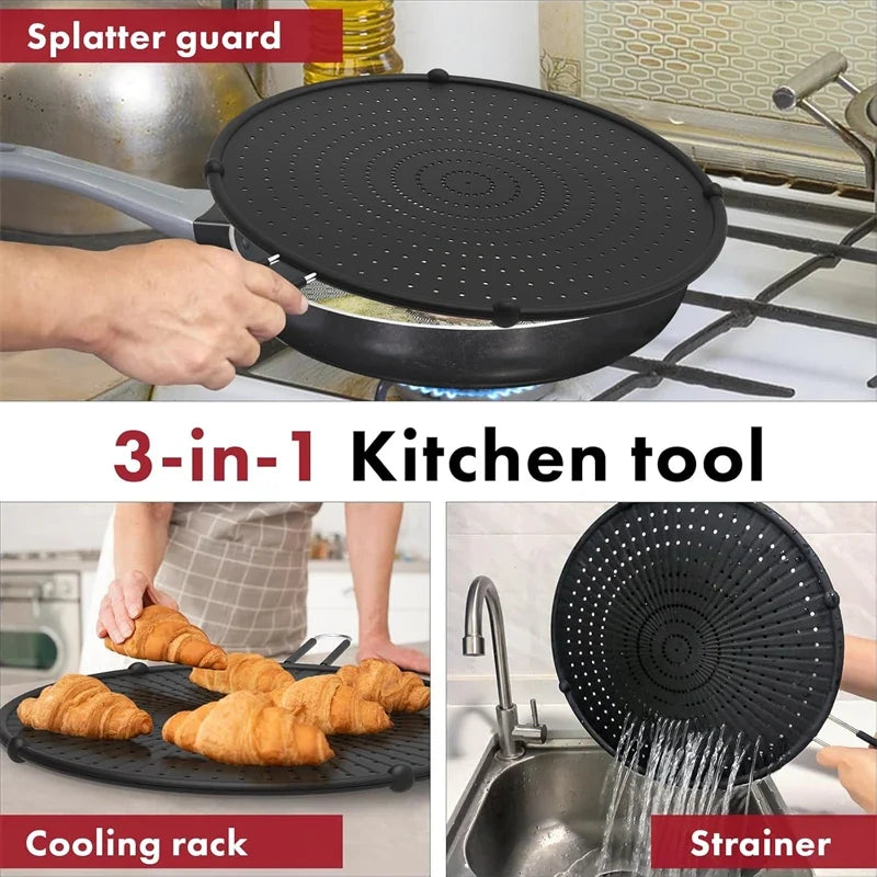 Silicone Splatter Screen for Frying Pan,13inch Grease Splatter Guard,Heat-Resistant Splatter Guards for Cooking,Dishwasher Safe