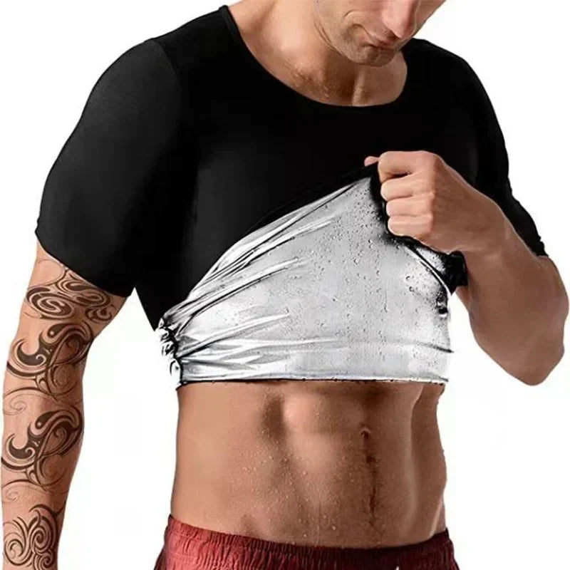 Men Sweat Sauna T-shirt Waist Trainer Suit Body Shapers Shapewear Corset Underwear Belly Control Fitness Fat Burn Tops