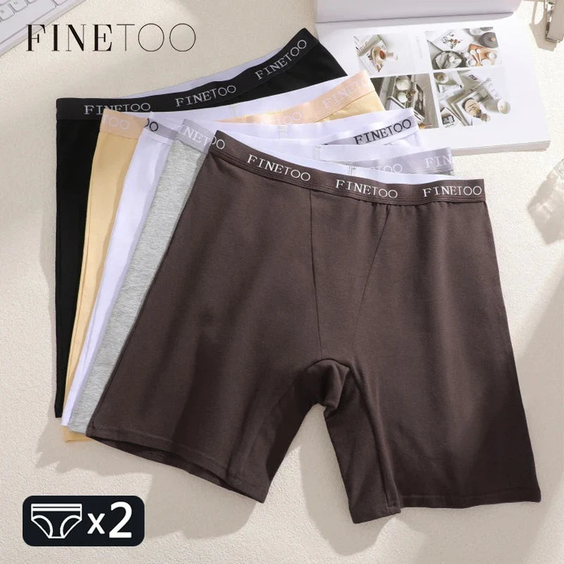 2pcs Women's High Waisted Boxer Briefs Cotton Plus Size Panties Sexy Elastic Waistband Sports Shorts Casual Comfortable Lingerie