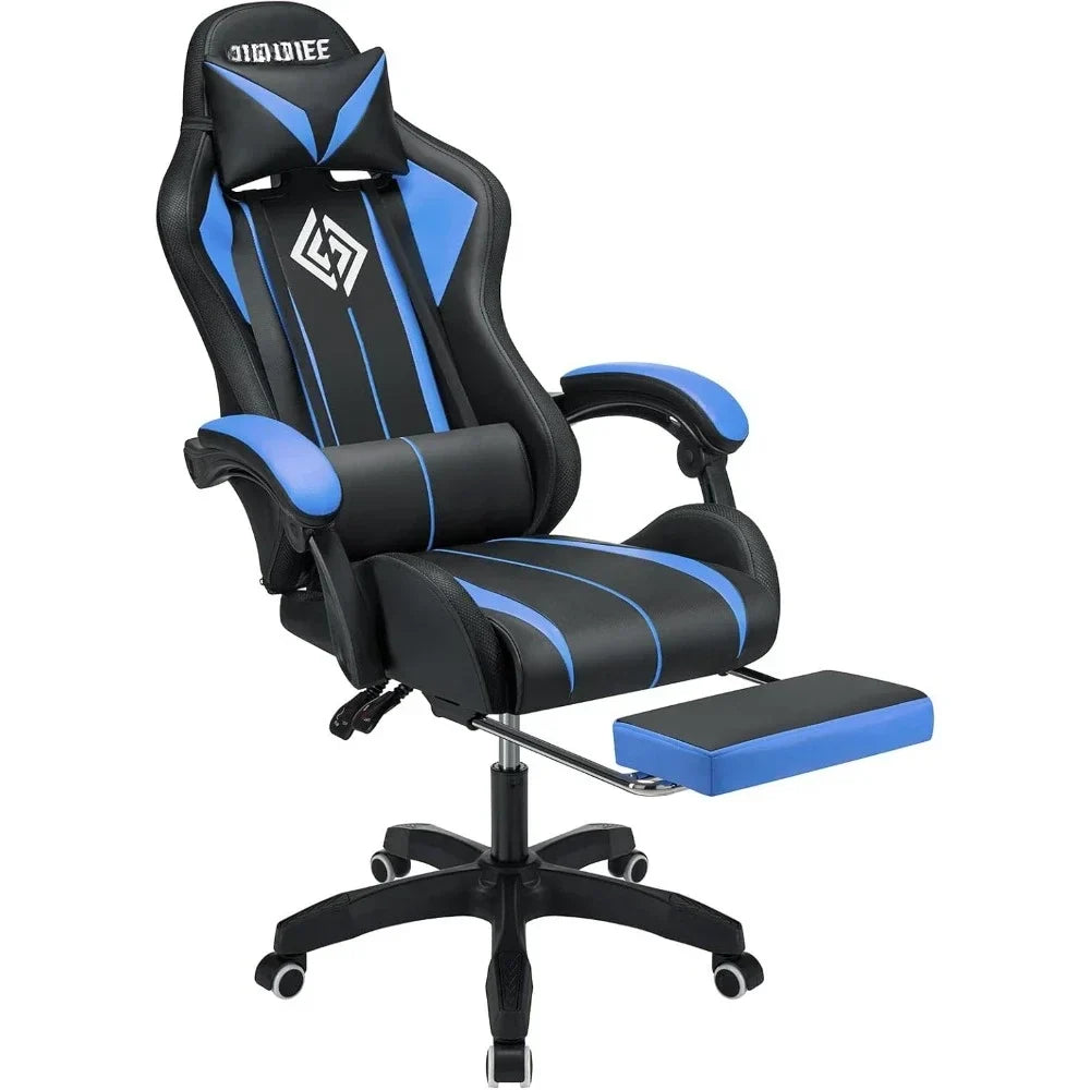 Fashion High Back Video Game Chair with Speakers Massage Computer Gaming Chair with LED Lights and Footrest