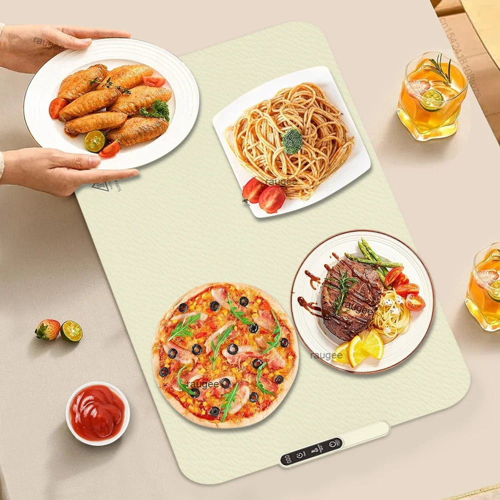 Electric Warming Tray Foldable Silicone Warming Mat Fast Heating Keep Food Hot Constant Mat Food Warming Tray 6 Temp Setting