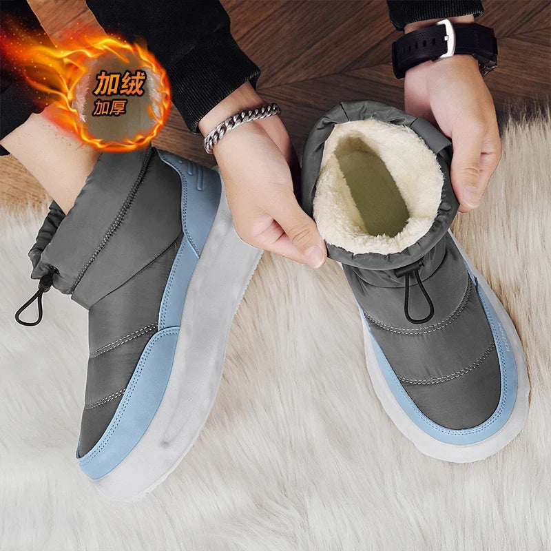 Men's Winter Velvet Ankle Boots, Warm Stylish Winter Shoes