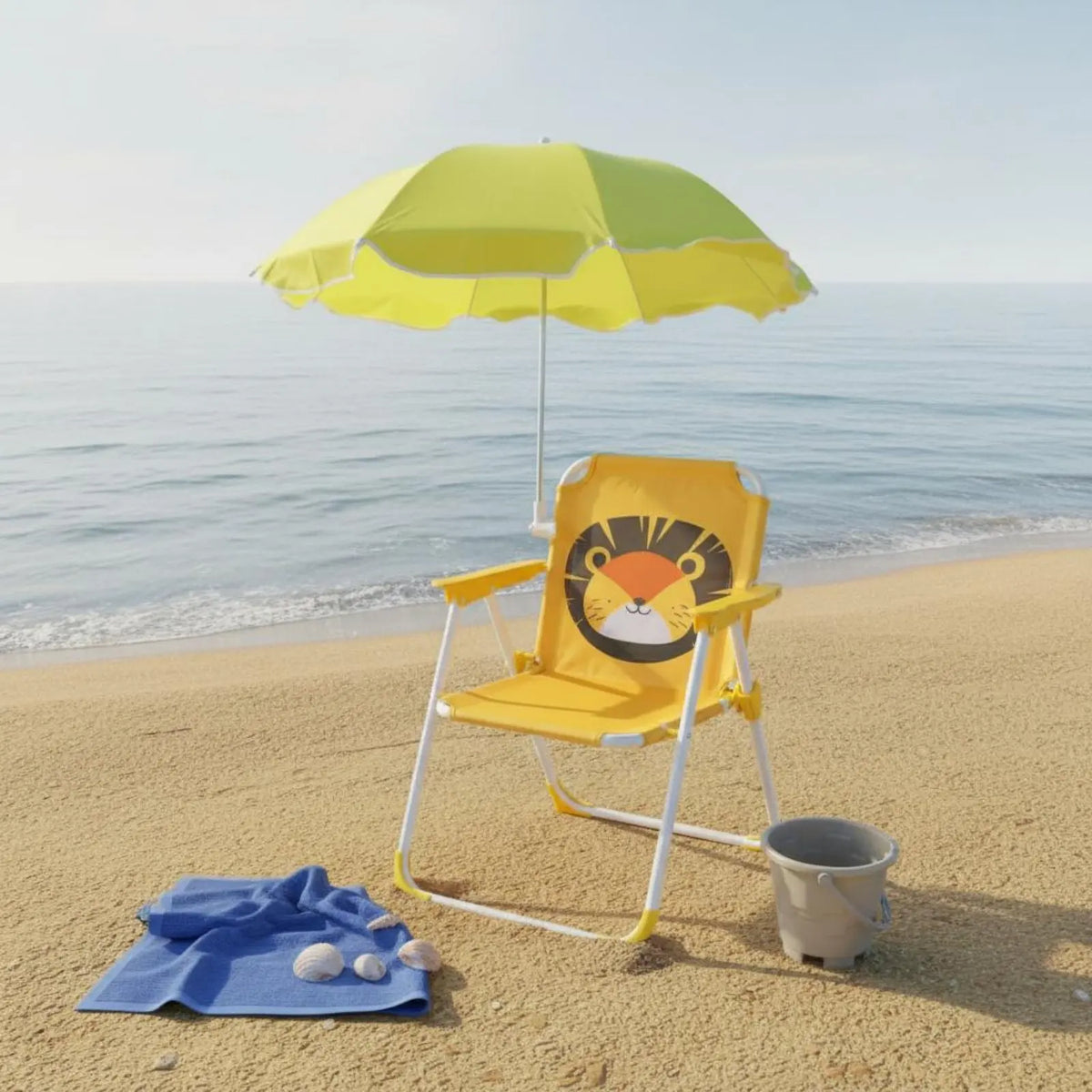 Children's Portable Chair with Sun Shade Foldable Kids Beach Chair with Umbrella Lightweight Sturdy Metal Frame for Patio