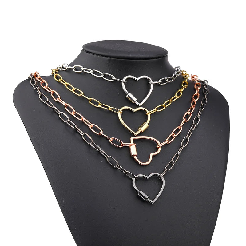 Simple Metal Heart Shaped Opening Keychain Handbag Strap Dog Chain Buckle Bag Lanyards Clip Hook DIY Accessories