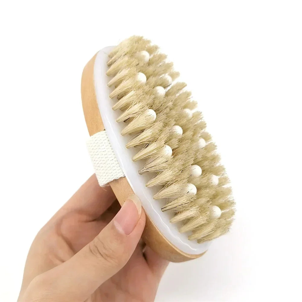2 In 1 Dry Skin Body Brush Natural Bristle Dead Skin Remover Anti Cellulite Exfoliates Blood Circulation Health Massage Tools