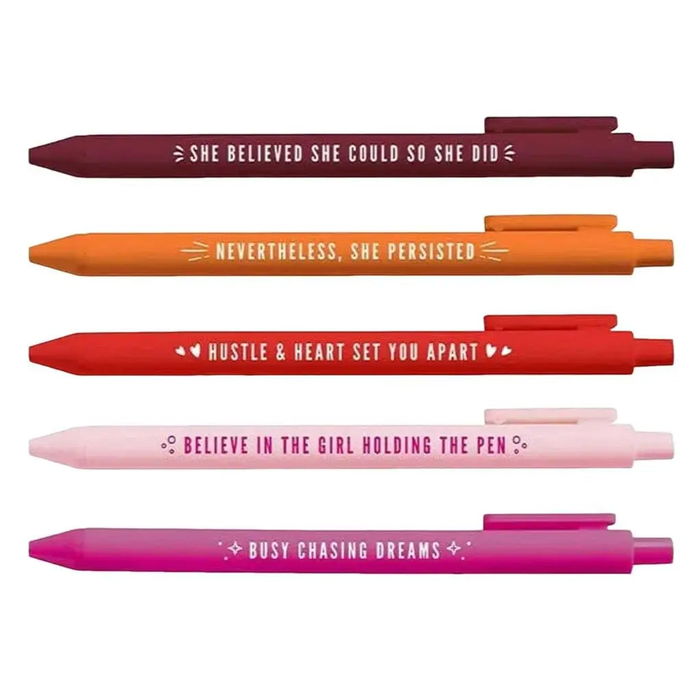 5pcs Motivational Pens Novelty Pens Motivational Messages Pen Inspirational Pen Set Black Ink Pens