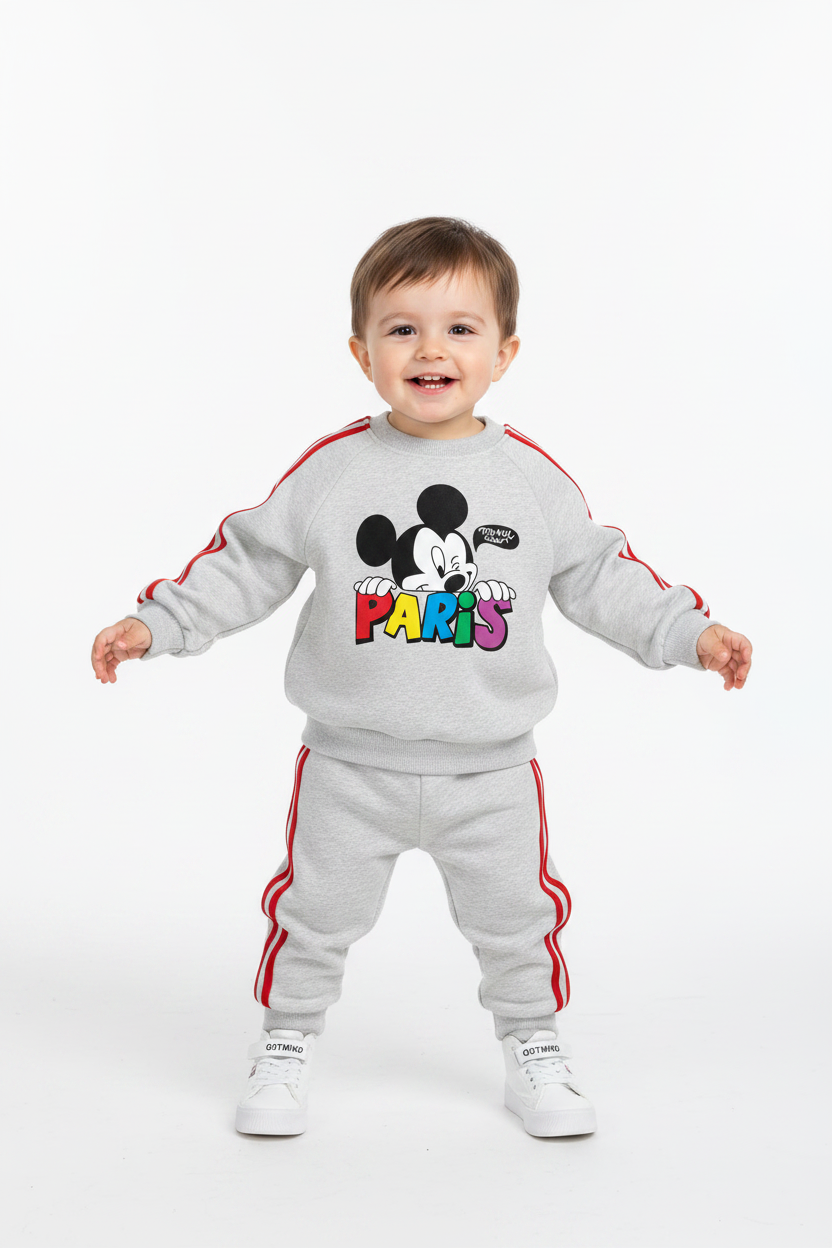 2026 Children cartoon character Side Stripe outfit Sets