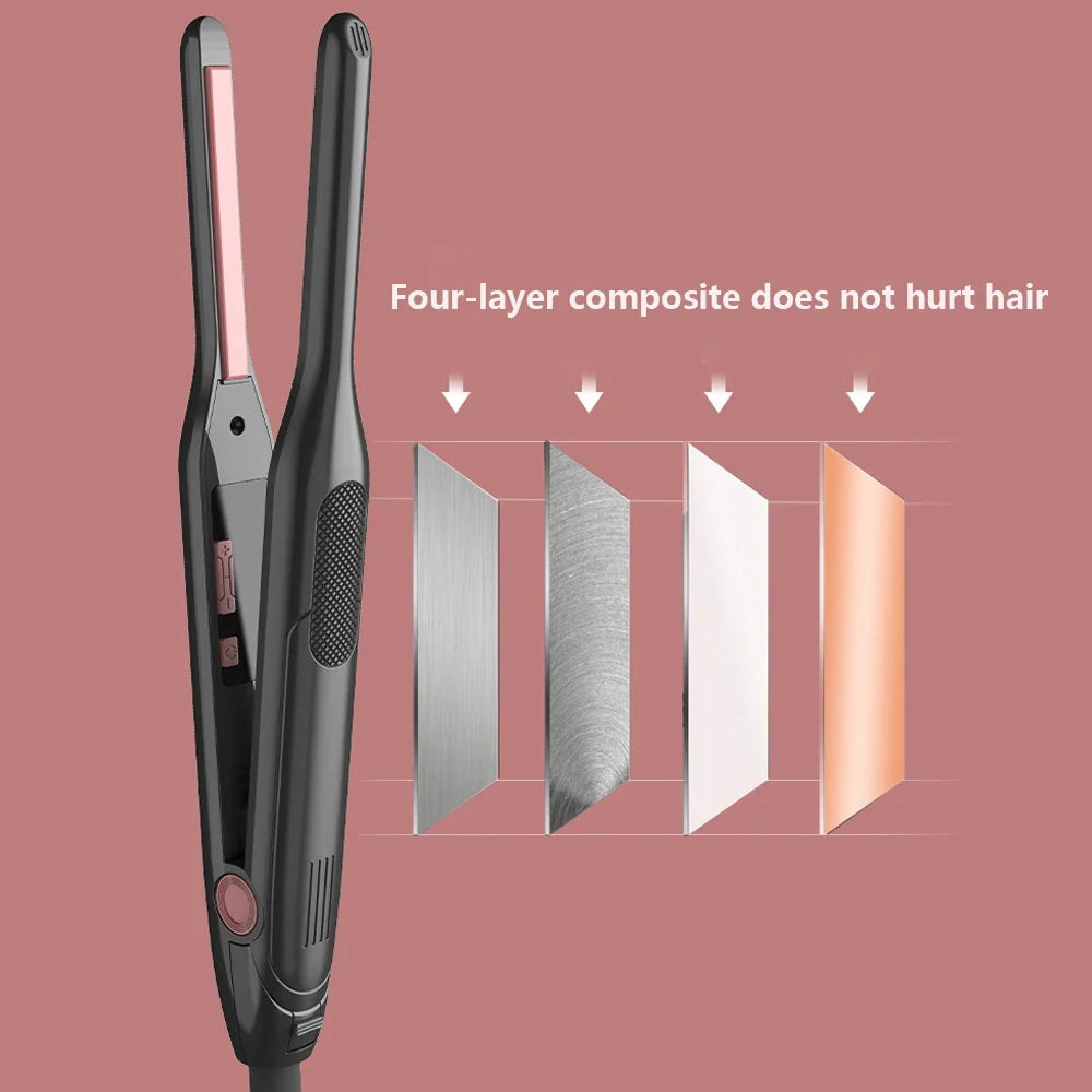 Hair Straightener Curler Professional Ceramic Coating Thinnest Plate Pencil Flat Irons For Short Hair Men's Beard Styler