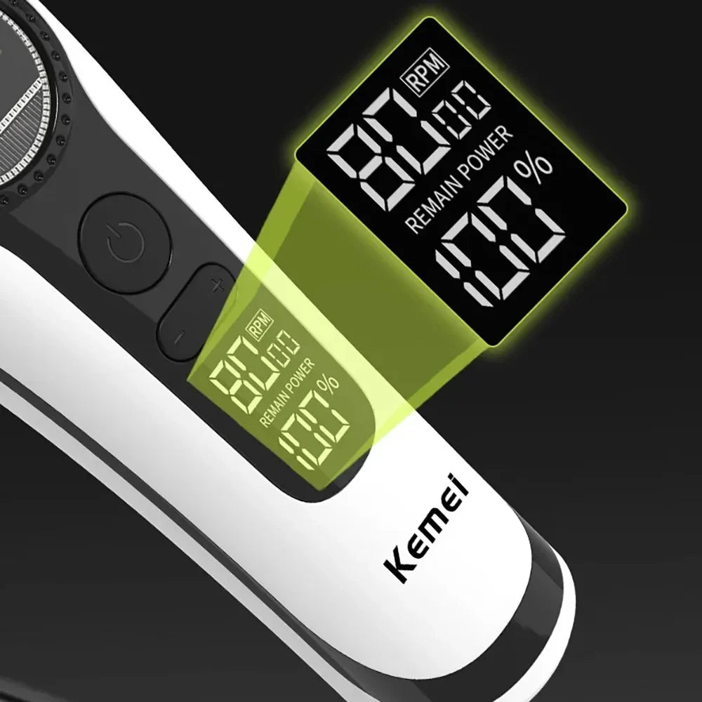 Kemei 1593 Barber Professional Hair Clipper Rechargeable Trimmer Electric Hair Cutting Machine External Rotor Brushless Motor