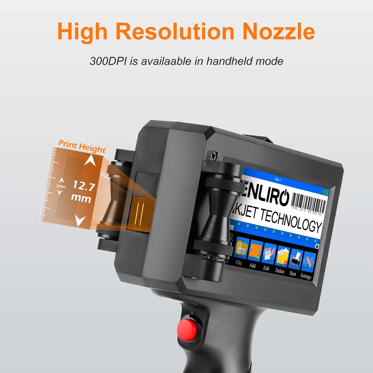 CENLIRO 12.7/25.4mm Handheld Inkjet Printer Portable Coding Machine for Expiry Date Batch QR Bar Code Logo Quick Dry Ink