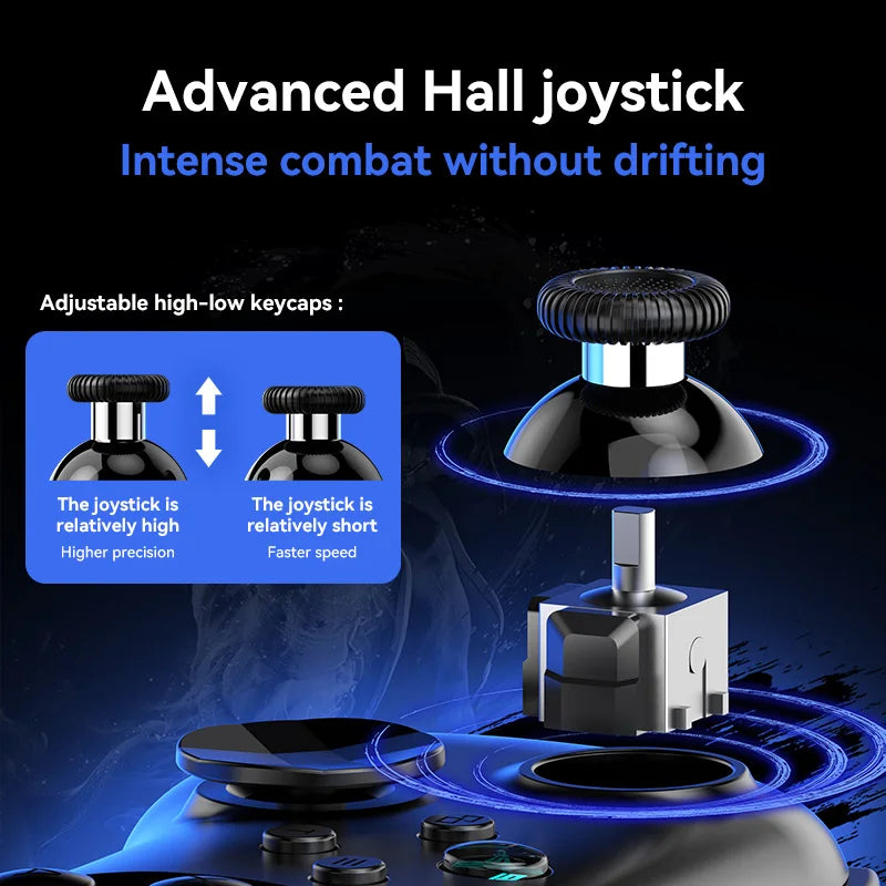 Y04 Game Controller 6-key Fighting Game Controller with Adjustable Height Hall Joystick Supporting PC/IOS/Switch/Android