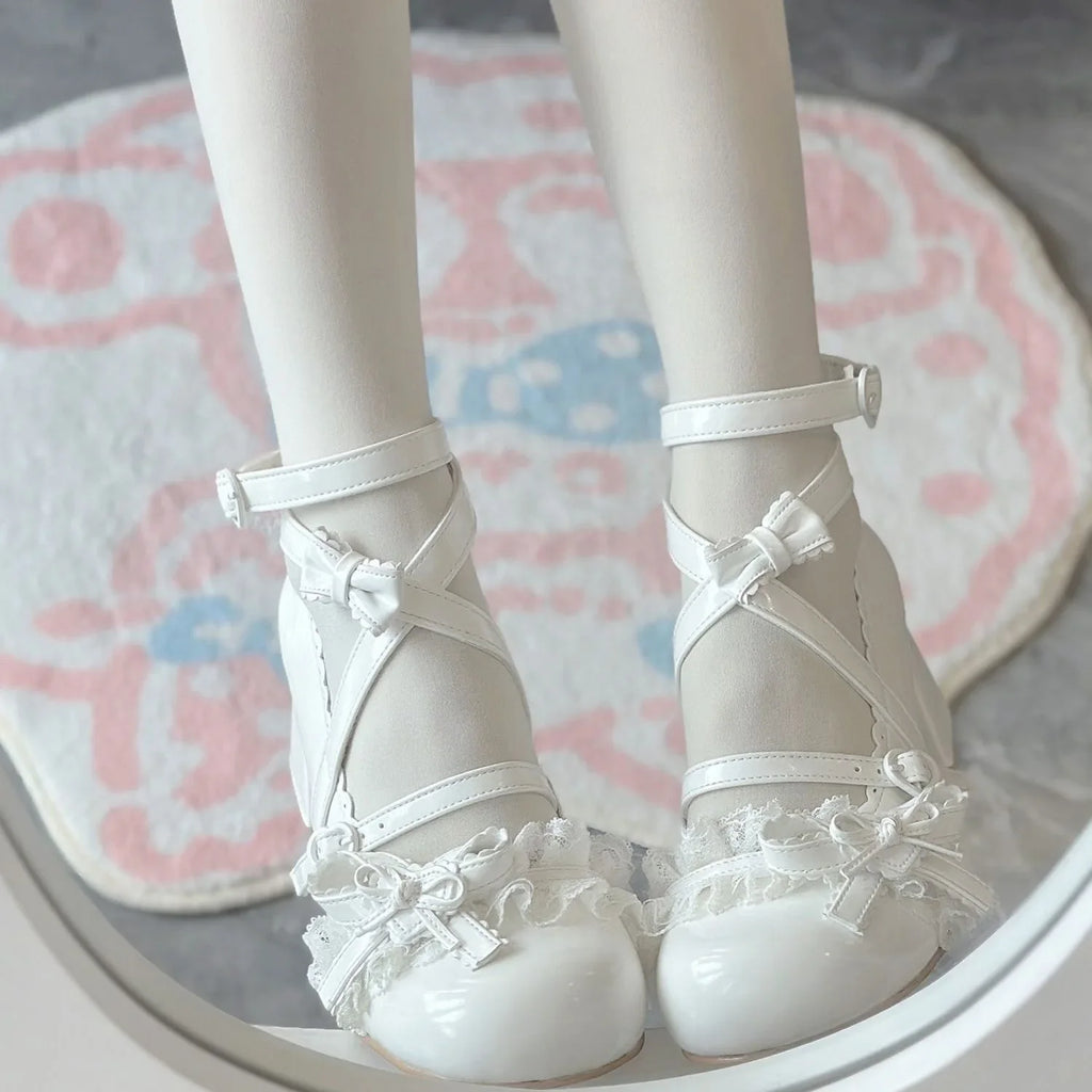 2026 New Butterfly-knot Lolita Women Mary Jane Shoes Elegant Round Toe Thick Heel Shoes Ladies Fashion Dress Pumps