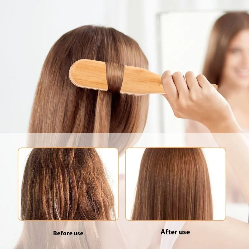 Professional Straight Hair Straightener V-shaped Comb Anti Static Double Brushes Hairdressing Comb Wooden Hair Straightener Tool
