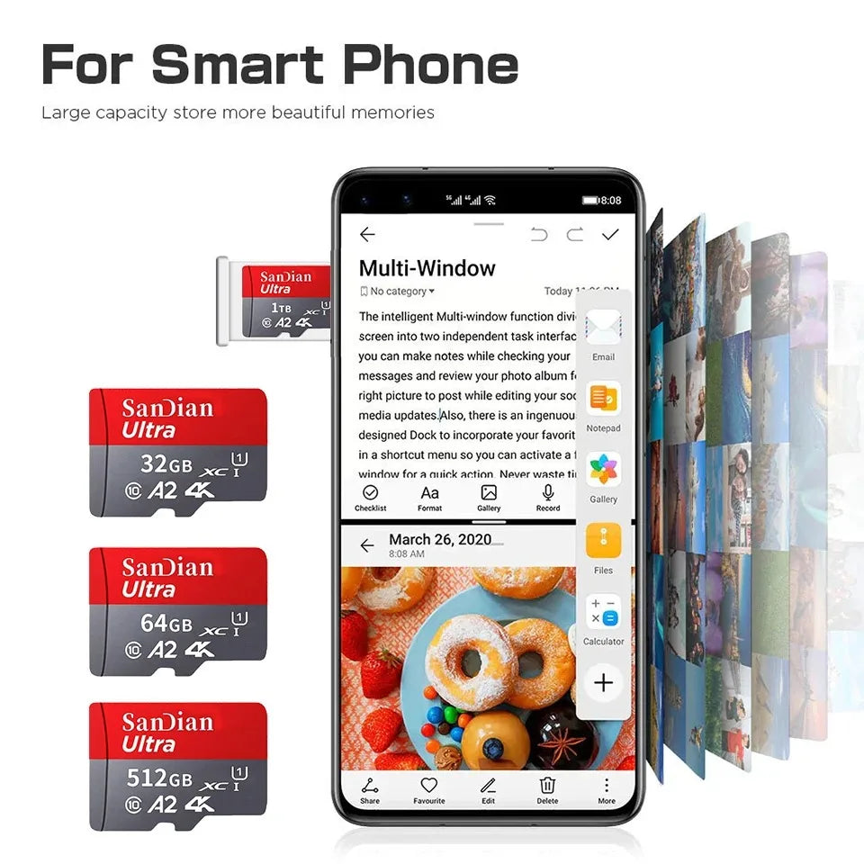 512GB 256GB 128GB 64GB 32GB  SD Card Memory Card Micro TF SD High Speed U3 V30 A2 Mirrorless Camera 8K Video Recording