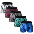 Men's 5-Pack Polyester Boxer Briefs - "BELIEVE YOURSELF" Motivational Print, Comfortable & Stylish