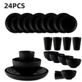 24Pcs Wheat Straw Dinnerware Set for 4: Plates, Bowls, Cups. Unbreakable Plastic for Kitchen & Outdoor Camping