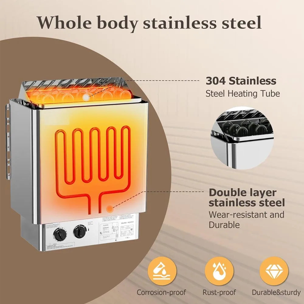 Sauna Heater 4.5-9KW 220V/380V Stainless Steel Electric Sauna Stove for Home Hotel Spa Steam Room