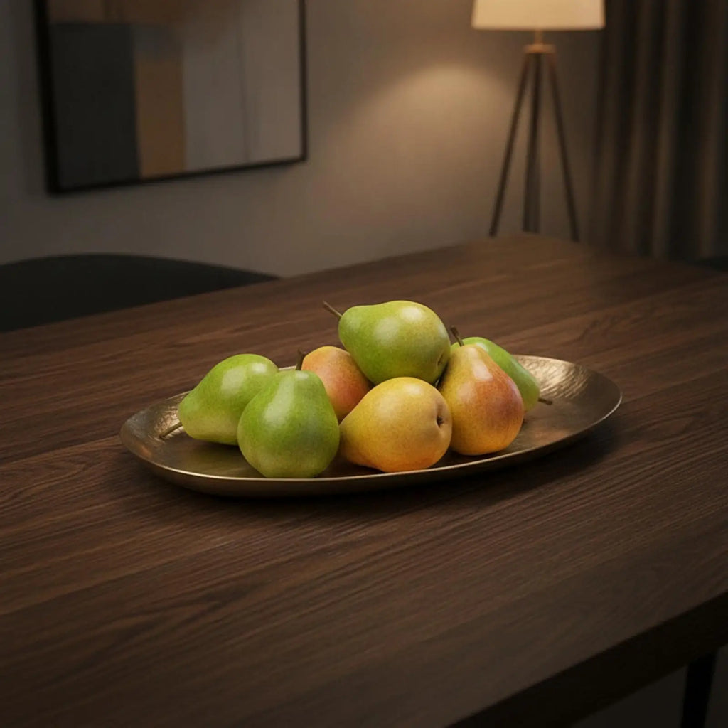 Elegant Decorative Trays Irregular Rounded Oval Metal Bowl Table Decoration Tray for Home
