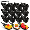 50pcs/set Mini Teardrop Appetizer Plates, Disposable Serving Plates, Small Catering Dessert Tasting Cups, Drop Proof Spoon Set,