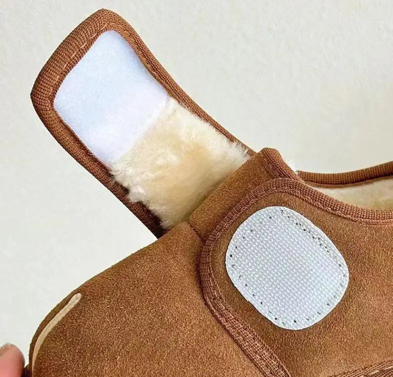 Kids Winter Snow Boots, Warm Plush Faux Suede, Anti-Slip