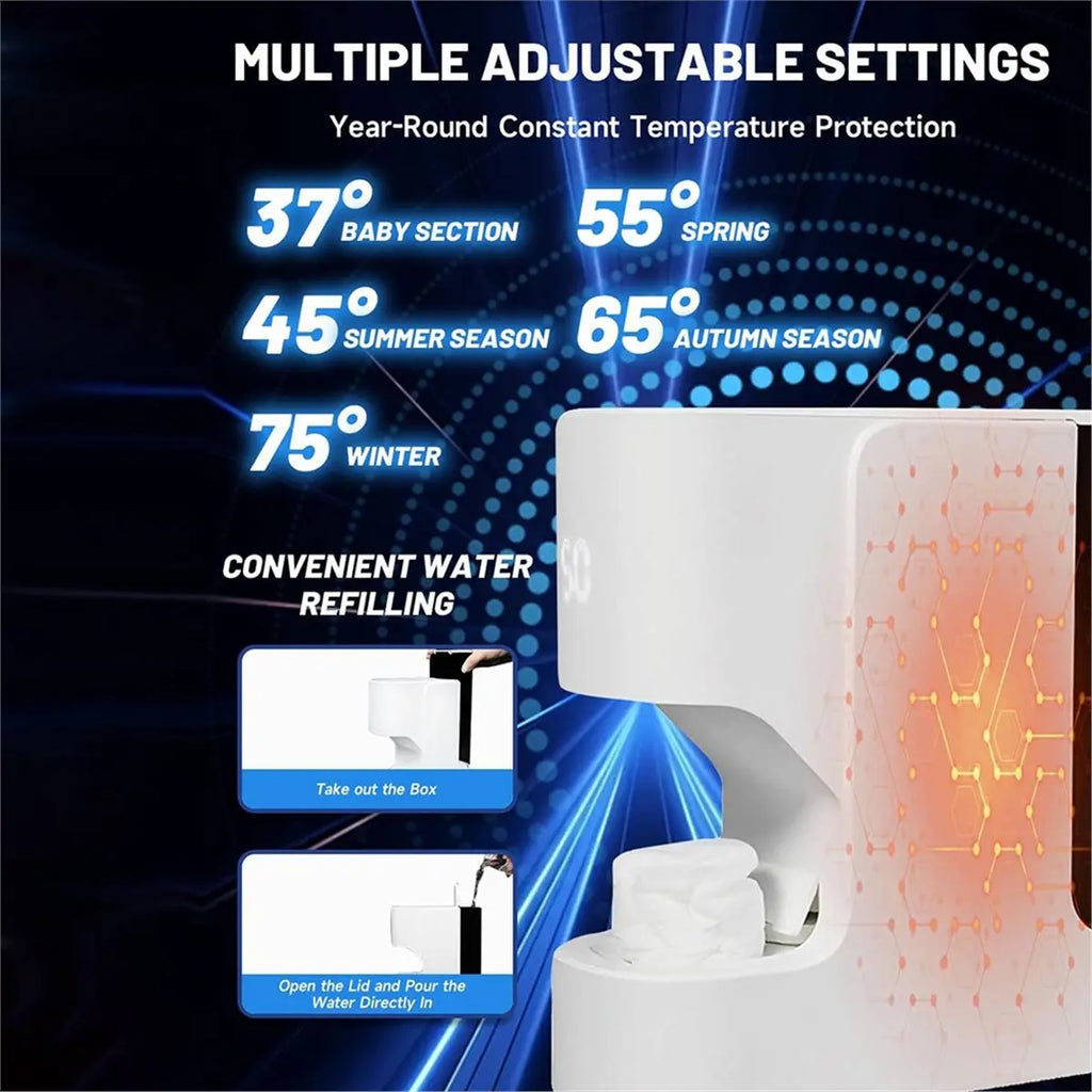 ABZJ Hot Face Towel Heater Machine,55°C Constant Temperature,5-Second Warmth,Smart Voice Alerts,Towel Warmer US Plug