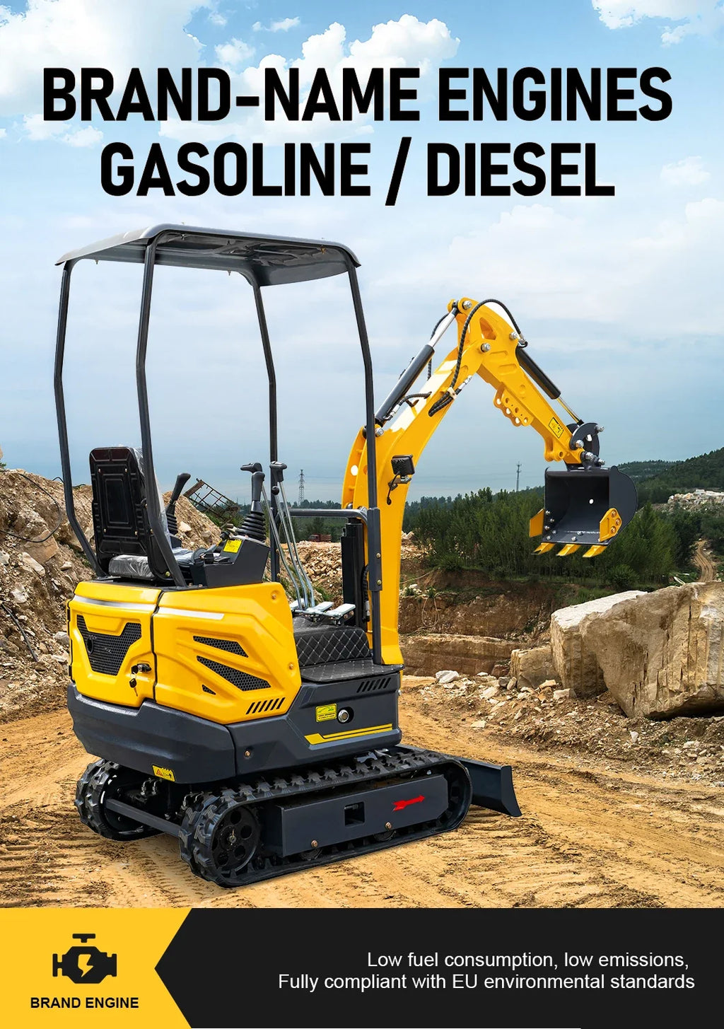 1.5 Ton Mini Excavator – Compact Micro Digger with Custom Colors for Greenhouse & Farm
