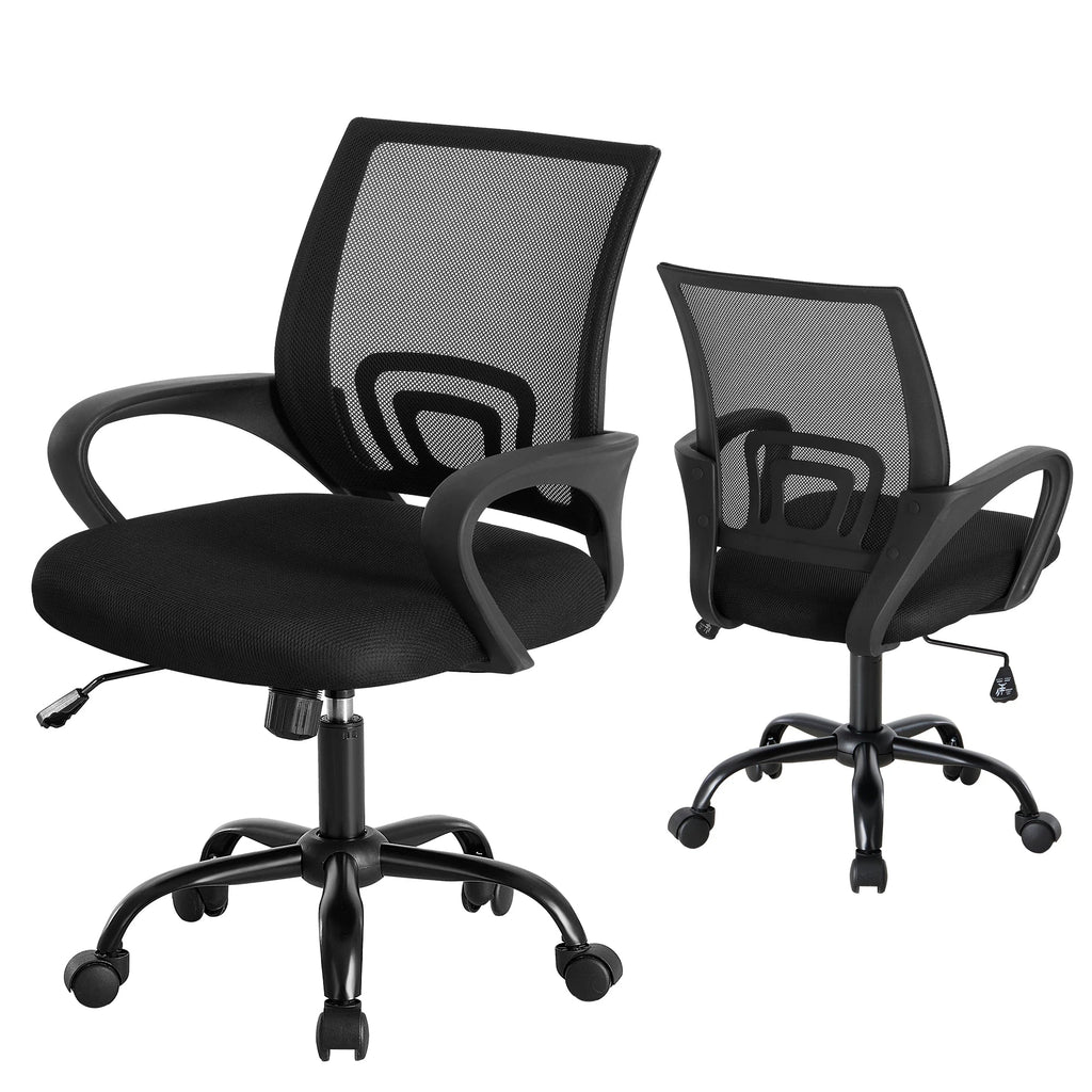 JHK Ergonomic Office Desk Gaming Chair Mid Back with Lumbar Support Rocking Mode Height Adjustable with Fixed Armrest For Office