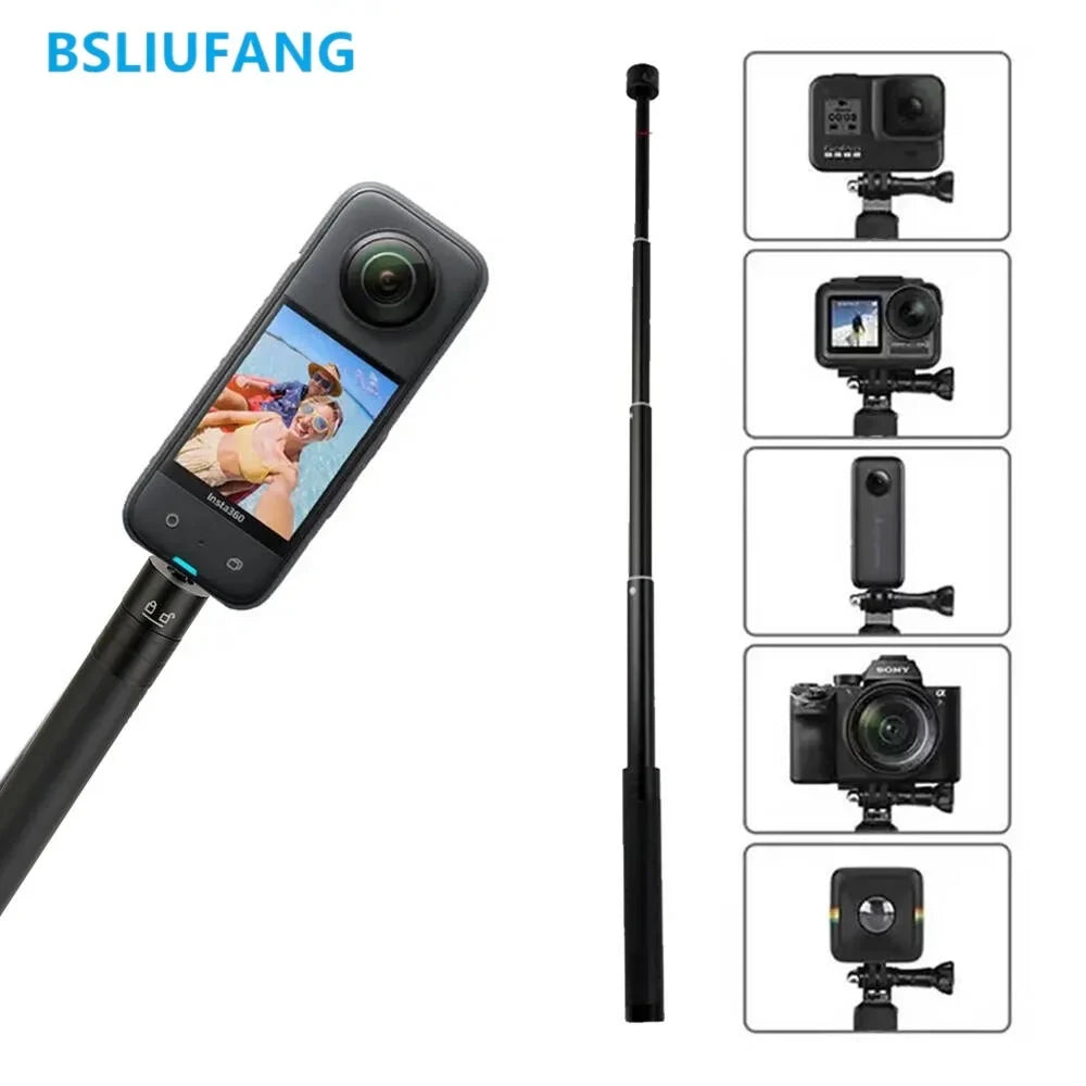 Carbon Fiber Selfie Stick for Insta360 X3 / ONE X2 / RS Aluminum Alloy Selfie Stick for GoPro Hero 11 10 9 8 DJI OSMO Action