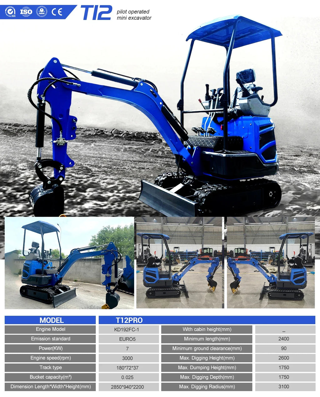 1.8 Ton Mini Excavator – Kubota Diesel Crawler Digger with Hydraulic Pilot Controls
