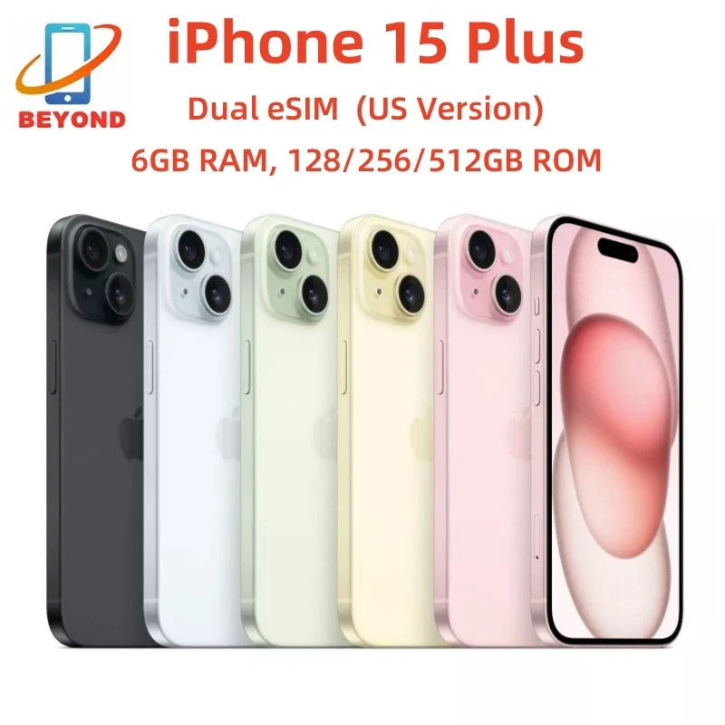 Genuine Apple iPhone 15 Plus SIM/eSIM 6.7" Super Retina OLED 128/256/512GB ROM 6GB RAM Face ID NFC A16 Original 5G Mobile Phone