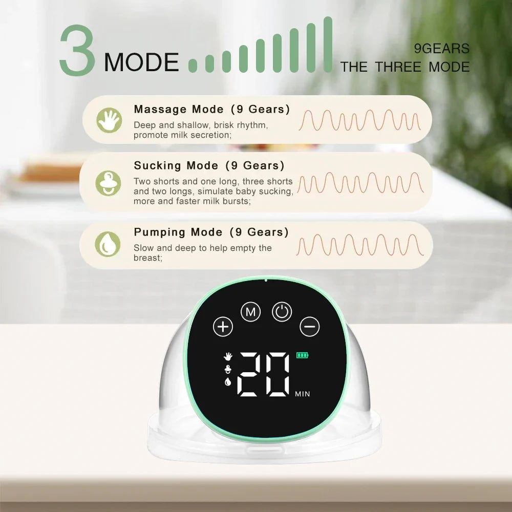 Wearable Hands Free Electric Breast Pump LED Display Anti‑Backflow Rechargeable Portable Milk Extractor Breastfeeding Tool