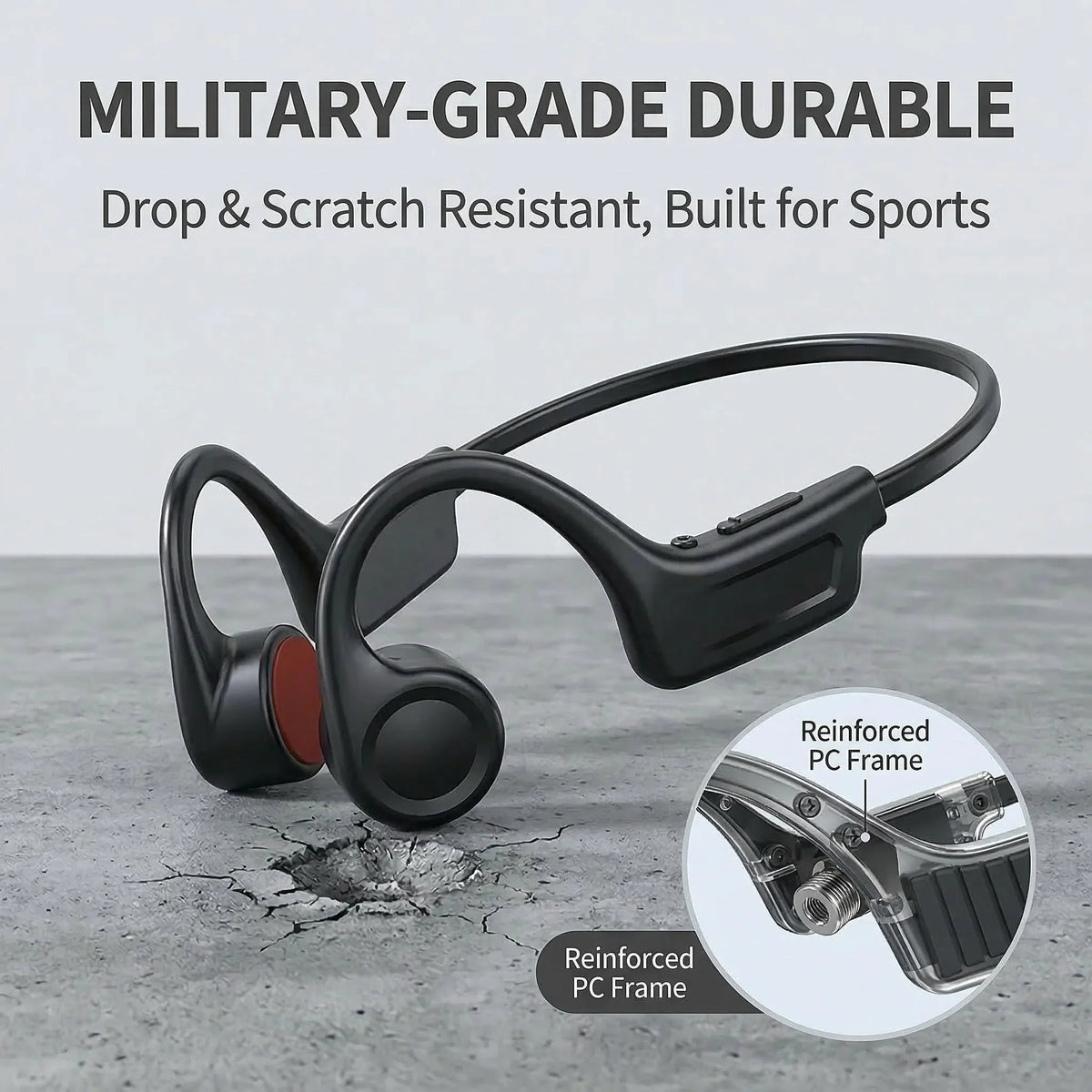 Bone Conduction Headphones, Wireless Open-back Earbuds, 15-hour Battery Life, Bluetooth 5.4, HiFi Stereo Sound, Waterproof, Nois