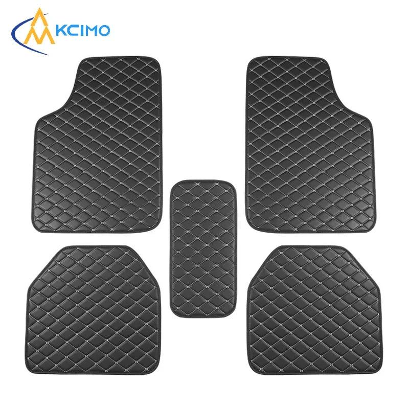 5Pcs Car Floor Mats PU Leather Waterproof Auto Foot Pad Protector pads Fashion Car Carpet Cushion For All Seasons