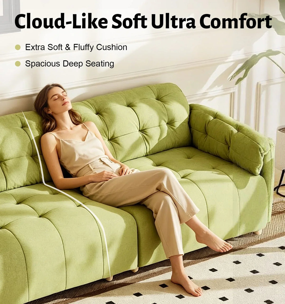 Double Storage Sofa With Hidden Storage Design Suitable for Small-Sized Living Rooms Bedrooms Apartments Studio Apartments Dormitories