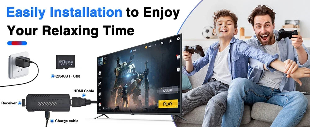 Retro Game Console with 20000 Games – Plug-and-Play TV Game Stick with 2 Wireless Controllers